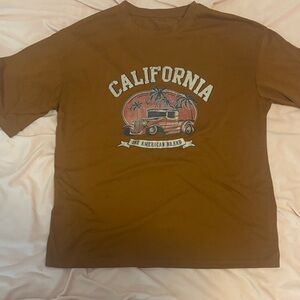 SHEIN Brown California Graphic Short Sleeve Tee